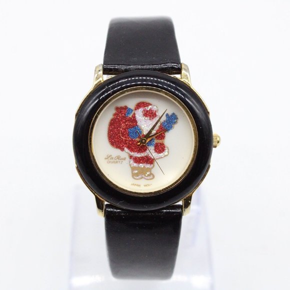 Vintage La Rue Christmas Watch Black Tone Stainless Steel Exclusive Collection - Picture 2 of 8